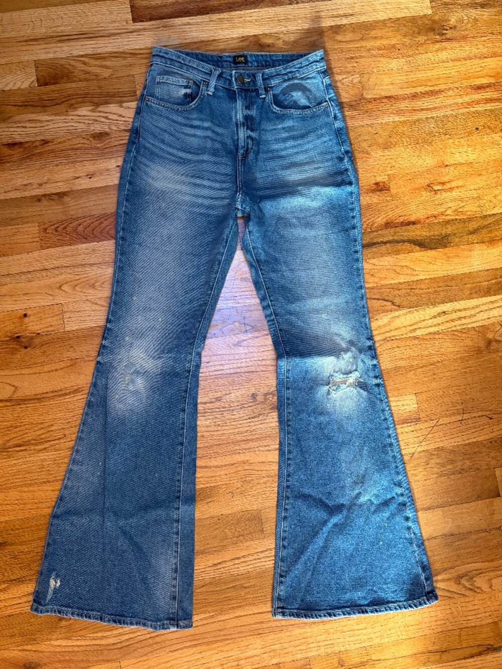 Free People Lee Flare distressed bell bottom high waist jeans Size 28